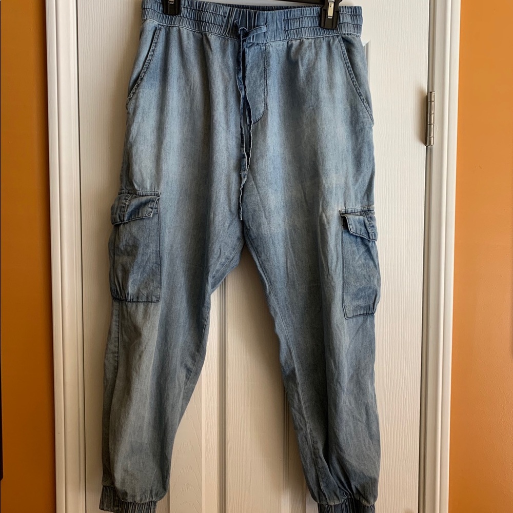 Pistola Cargo Pants. Light denim, size M